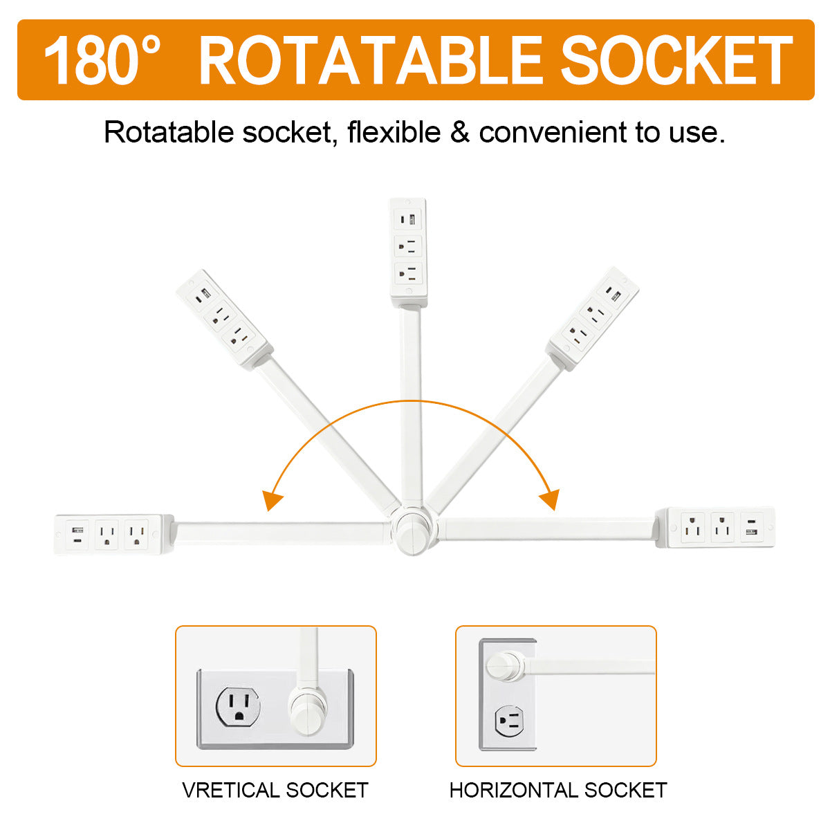 The Orbital Reach: Extendable 180° Power Station with USB-C