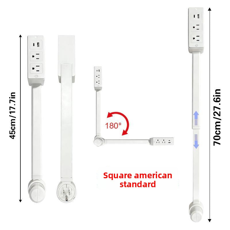 The Orbital Reach: Extendable 180° Power Station with USB-C